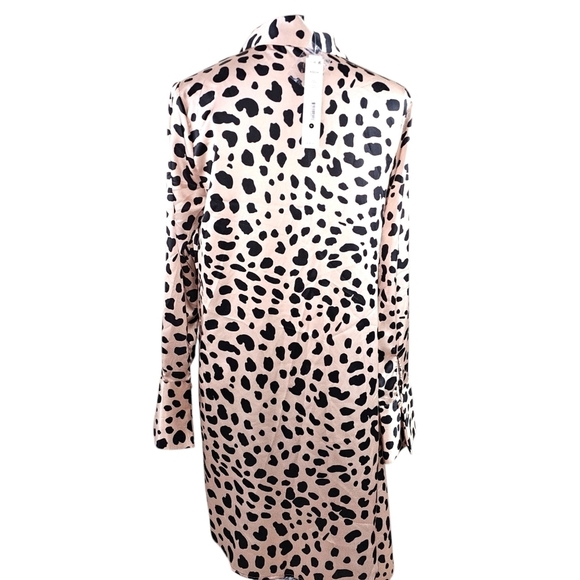 Aqua Bloomingdale's Cheetah Print Long Sleeve Tie Mini Dress in Small NWT - Picture 7 of 9